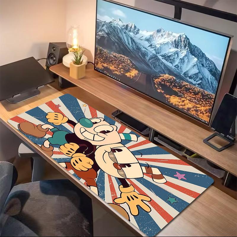 Cuphead Print Cushion Non-slip Laptop Tablet Big Mousepad XXL Mat Mini PC Playmat With Lock edge