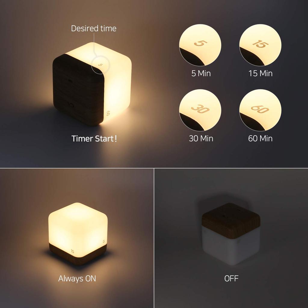 Mooas Rechargeable Timer LED Night Light Minutes Time Management Timer Nightlight with Timer LED Night Light Timer Nursing Light 5/15/30/60 Children's