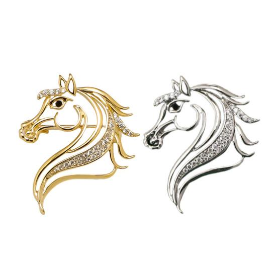 Horse Head Brooch Sparkling Hollow-out Horse Brooch Rhinestones Embellished Brooch Pin Clothing Accessory Gift for Horse Lovers