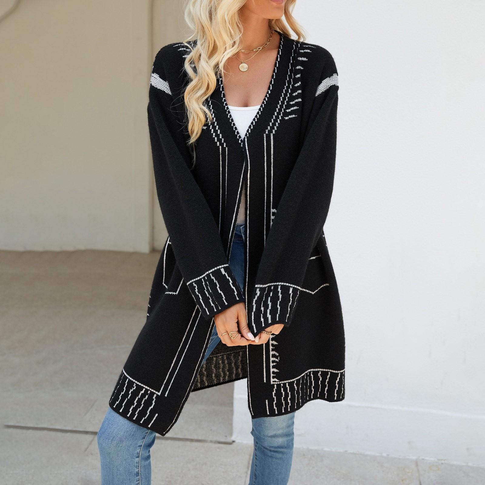 

Женская трикотажная рубашка с длинными рукавами для отдыха и контрастными пуговицами, рубашка, кардиган, свитера, осень и зима XL чёрный