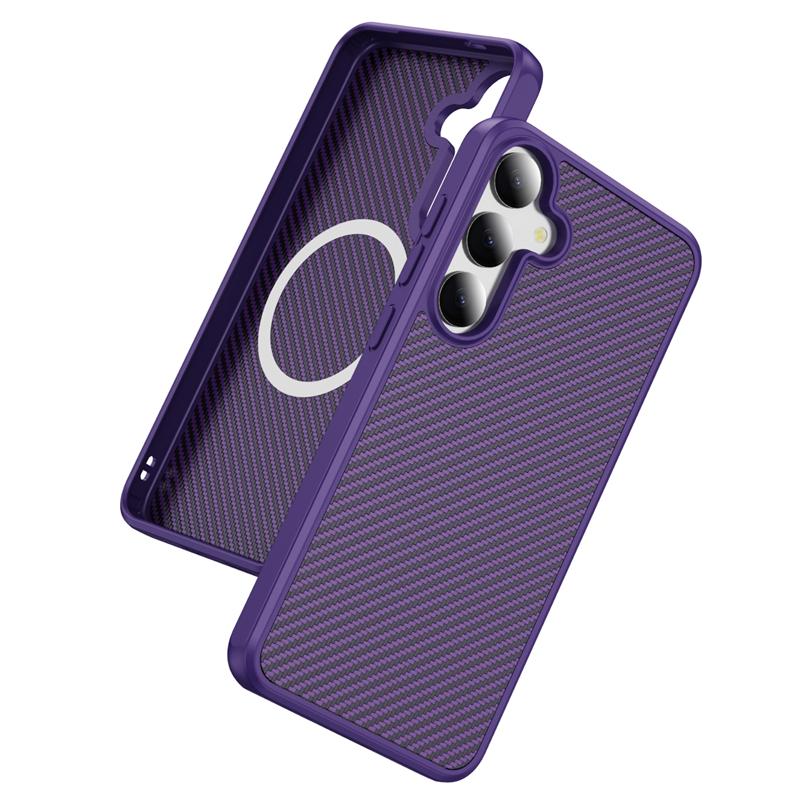 Armor Shockproof Carbon Fiber Texture Phone Case For Samsung S25 Ultra S25 S24 S23 Ultra Plus For Magsafe Magnetic Hard Cover