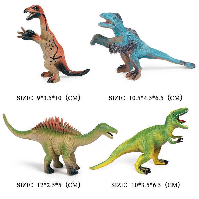 Oenux 4pcs Small Jurassic Dinosaur Set Action Figure T-Rex Mosasaurus Velociraptor Carnotaurus Animals Model Educational Kid Toy