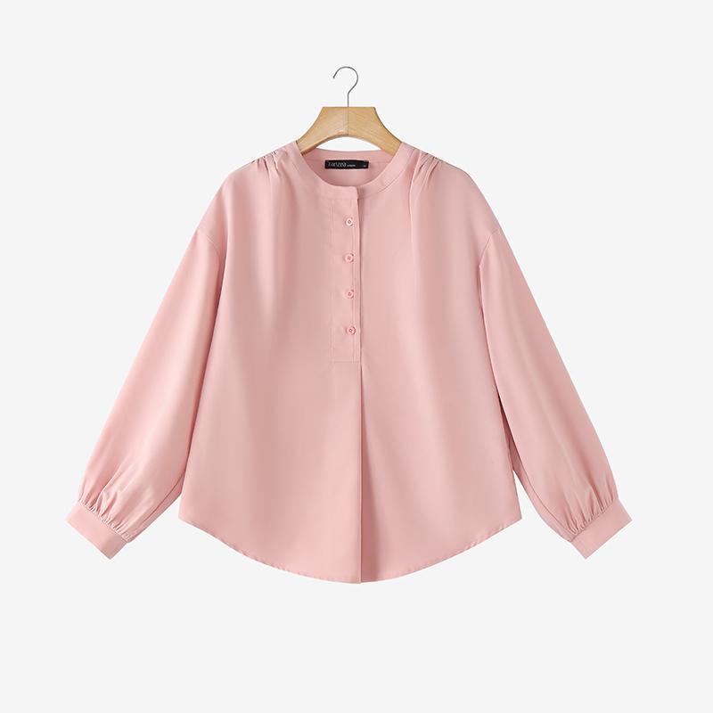 ZANZEA Women Casual Round Neck Solid Color 3/4 Sleeve Loose Blouse