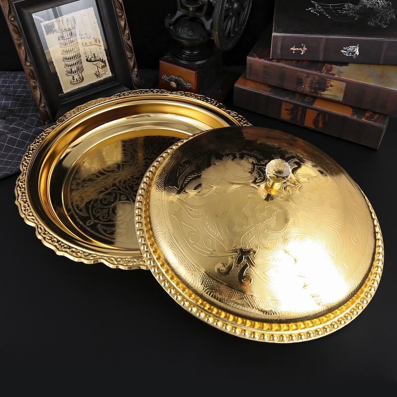 Xinjiang large plate chicken plate features round shape with lid metal plated metal plate flat bottom dry pan round plate