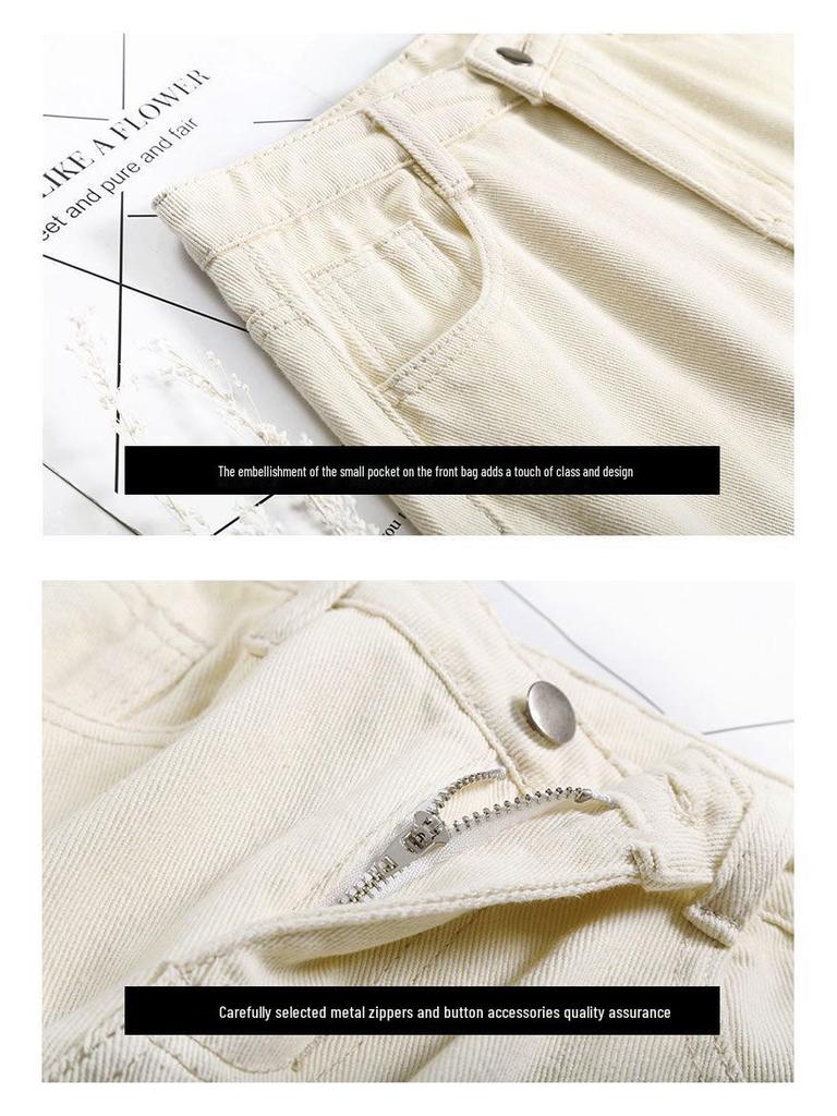 2021 Korean-Style High-Waisted Cropped Straight-Leg Jeans: Slimming, Versatile, Loose, Casual Wide-Leg Pants for Women