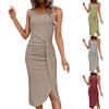 Women's Fashion Summer Solid Color Casual Asymmetrical Hem Mid-length Dress