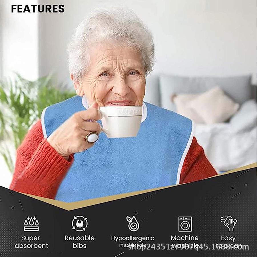 Zagęszczony śliniak dla dorosłych i szalik na szyję - Tkanina przeciwzabrudzeniowa, przeciwślinowa dla osób w średnim i starszym wieku