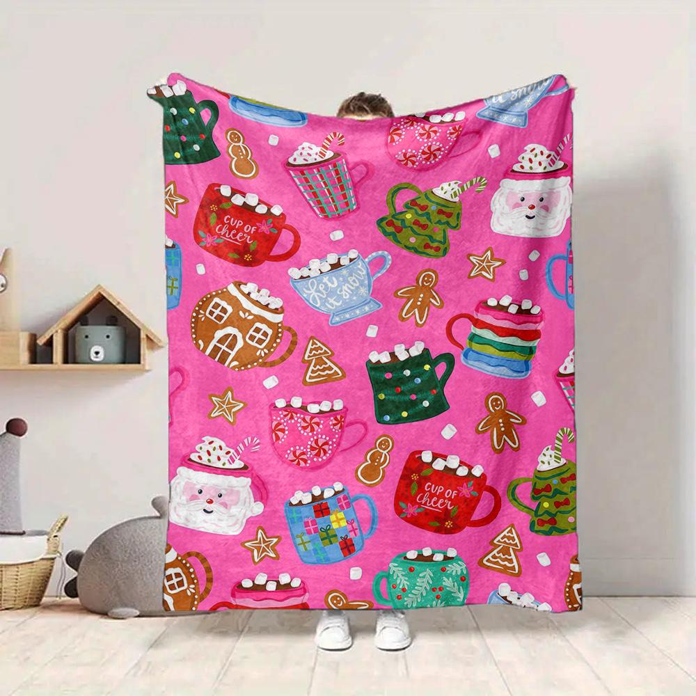 1Pc Vintage Christmas Blanket Soft And Comfortable Casual Warm Camping Travel Christmas Halloween Gift M91733