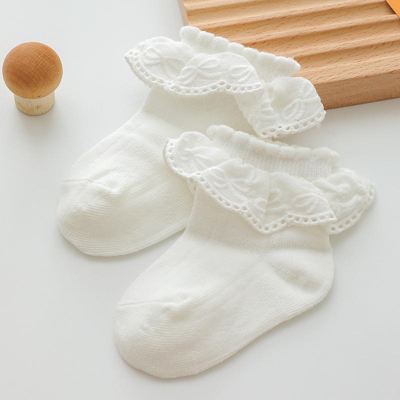 

Белые кружевные носки принцессы для маленьких девочек - весна и осень S for 0-12 months белый