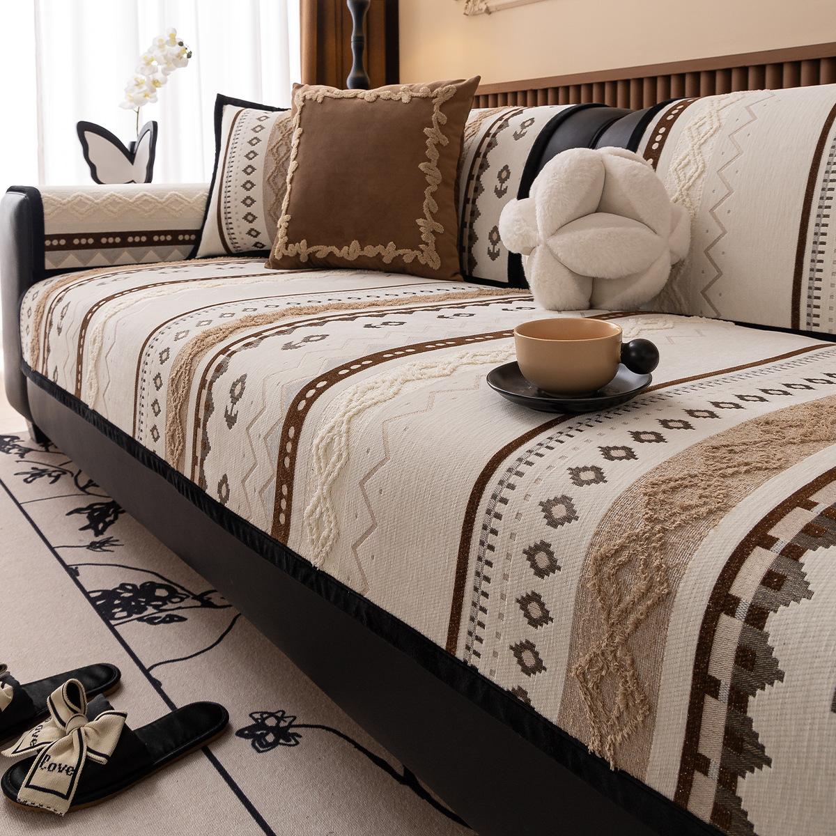 Jacquard Sofa Cushion Four-season Universal Non-slip Seat Cushion American Light Luxury High-end Comfortable Sofa Cushion Cover 45X45cm pillowcase 4673₽