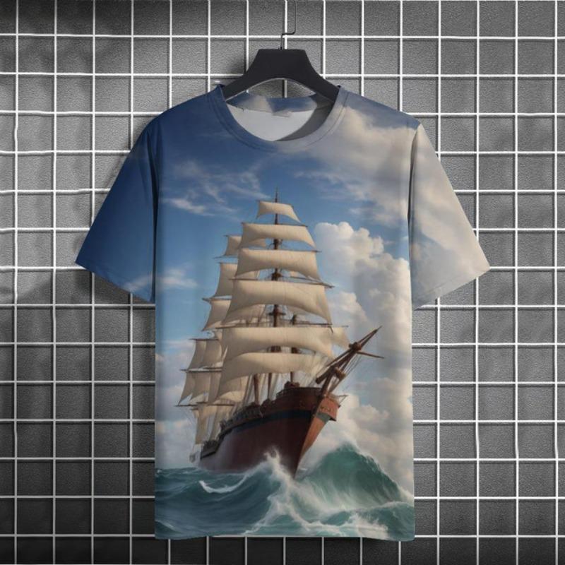 Sommer Matrose Ozean 3D-Druck T-Shirts Streetwear Herrenmode Lässig Übergroß O-Ausschnitt Kurzarm T-Shirt Tees Tops Kleidung