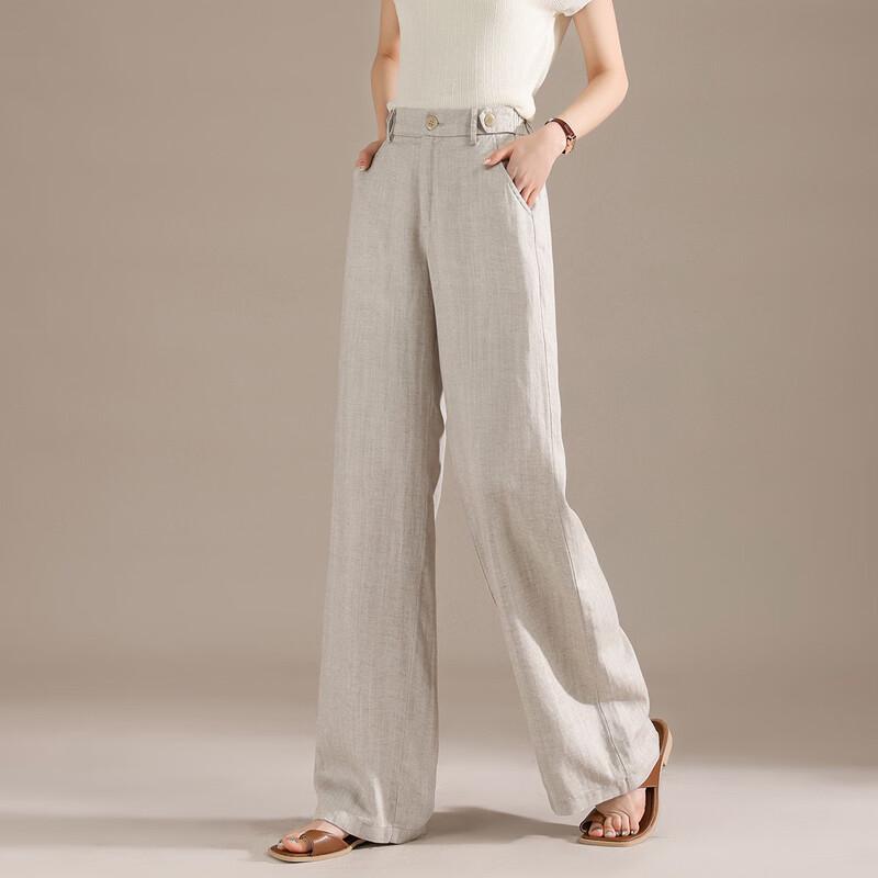 RAIN.CUN High-Waist Linen Blend Wide-Leg Pants
