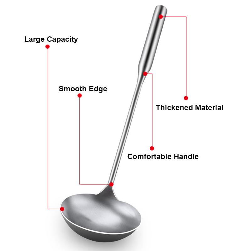 Stainless Steel Chef Cooking Spoon Wok Spoon, Long Handle Soup Spoon Serving Ladle - Kitchen Tools Wok Utensils