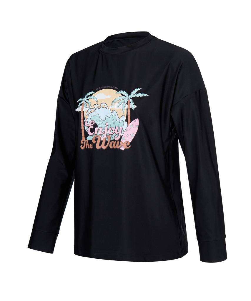Lenomasuyeongbog Women'S Wave Long Sleeve Rash Guard Black Rn-Cs2F554-Bk