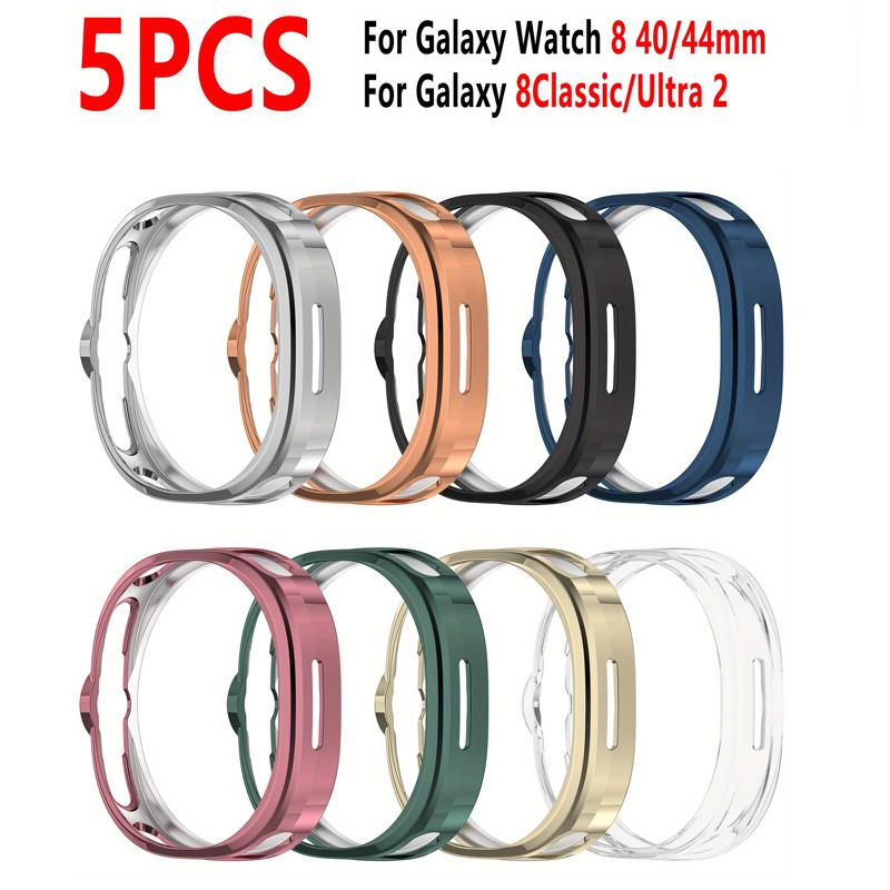 5pcs Watch Shell for Samsung Galaxy Watch 8 40mm 44mm Full Coverage Bumper Soft TPU Protective Case Cover for Galaxy Watch 8 Classic/Ultra 2