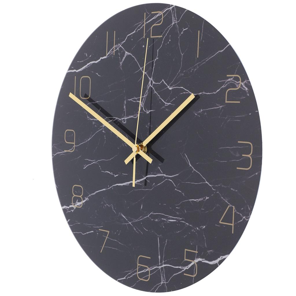 Wall Clock Nordic Decorative Marble Printing Mute Round Hanging Clock Home Decoration