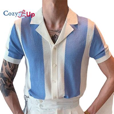 Útulné pánské kubánské košile se zapínáním na knoflíky Ležérní pletená košile s krátkým rukávem Letní plážové topy