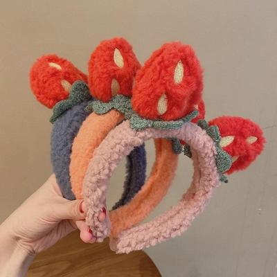 Yüz Yıkama ve Makyaj İçin Kız Çocuk 3D Çilekli Saç Bandı