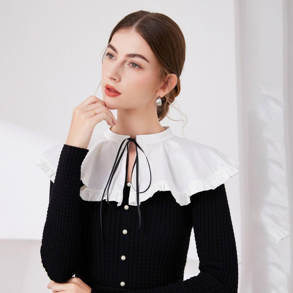 Bowknot Ruffled Shawl Ribbon Decoration Blouse Shoulders Fake Collar Shawl Detachable Collar Girls