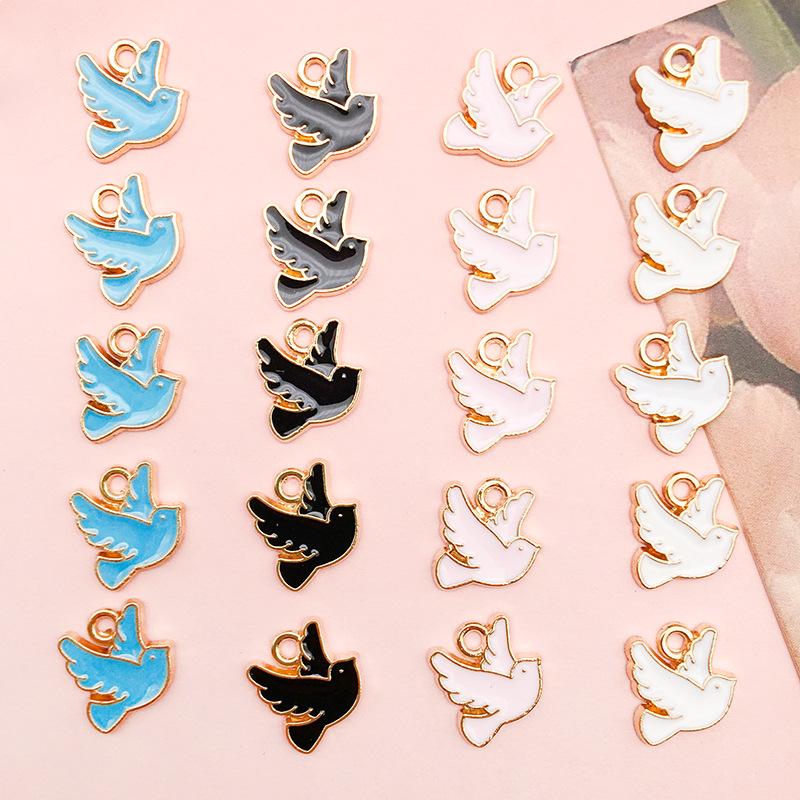 Korean Alloy Drip Oil Pigeon Pendant for DIY Jewelry & Hair Accessories