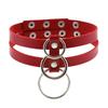 DIEZI Men Harajuku Red PU Leather Necklace Choker Women Ladies Punk Gothic Vintage Statement Collar Pendant Necklace New Jewelry