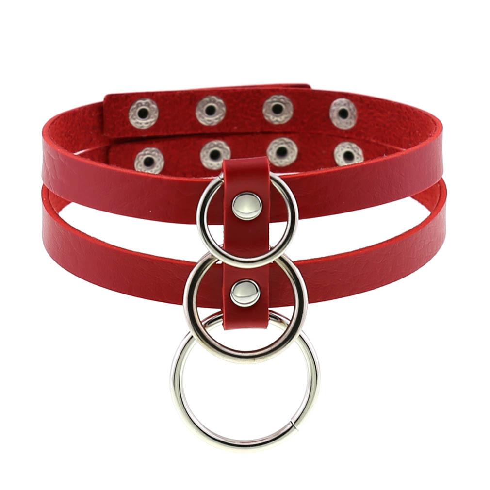 DIEZI Men Harajuku Red PU Leather Necklace Choker Women Ladies Punk Gothic Vintage Statement Collar Pendant Necklace New Jewelry