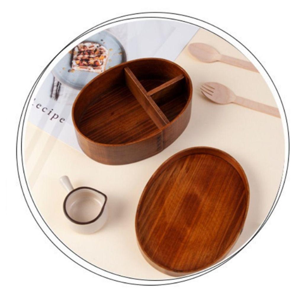 Forma Ovale Scatola Bento in Legno Superficie Liscia Contenitore per Pranzo Scatola Bento Stile Giapponese Ordinamento del Cibo