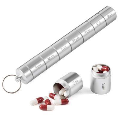 Pill Organizer Aluminum Alloy Weekly Pill Box for Travel 7 Day Pill Case Daily Medicine Organizer