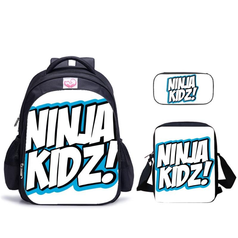 Ninja Kidz Dreiteiliges Schulset, Schultasche Satchel Federmäppchen Aufbewahrungskombination für Jungen und Mädchen