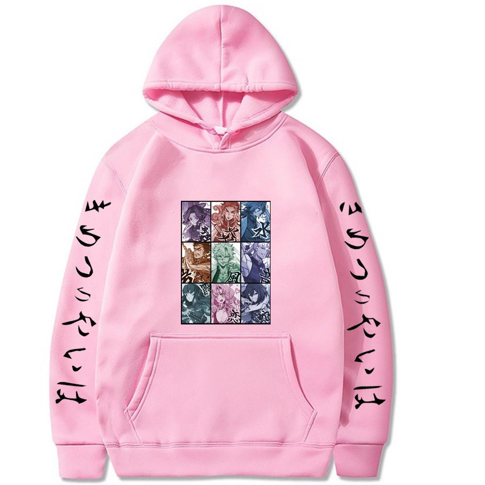 Japan Anime Demon Slayer Übergroßer Hoodie Herren Harajuku Cartoon KamadoTanjirou Und Freund Poster Grafik Unisex Kapuzensweatshirt