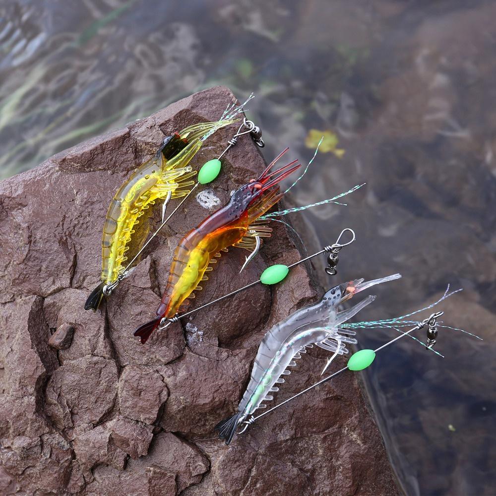 5Pcs/lot Soft Shrimp Artificial Bait with Swivels & Glow Beads Noctilucence Sabiki Rigs Fishing Lure for Freshwater & Saltwater 260319