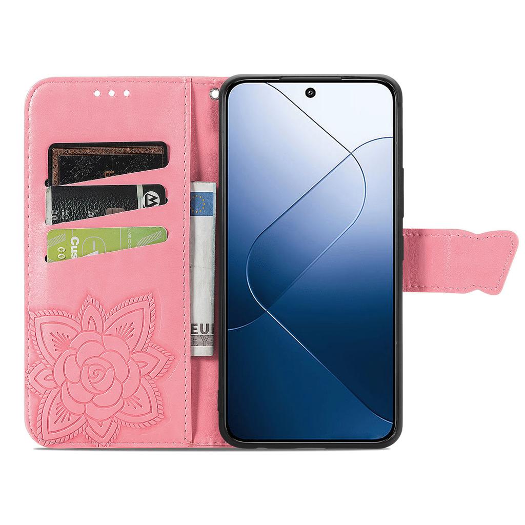 For Xiaomi 14T Pro Case PU Leather Wallet Phone Cover Butterfly Pattern