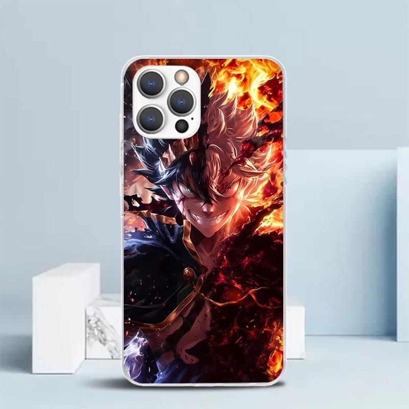 Black C-Clovers Anime Phone Case For IPhone 16 17 Air 16E 15 14 Plus 13 Mini 12 11 Pro Max 7 8 + SE 2020 Soft TPU Back Cover 16