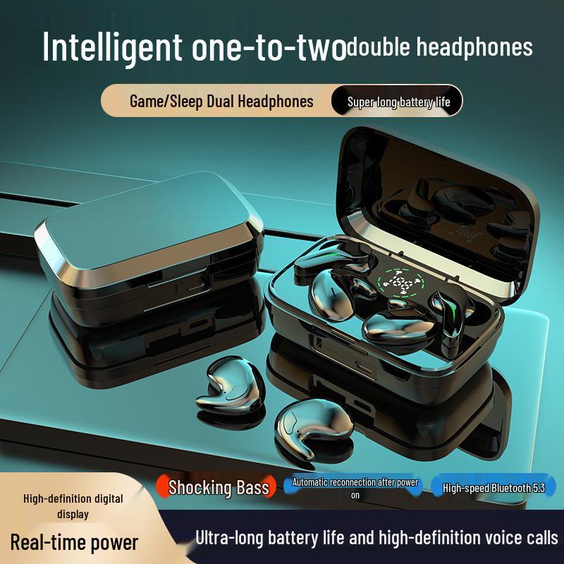 

New TWS Wireless Bluetooth Earphones: Long Battery, Gaming E-sports, Noise Cancelling In-ear Sleep Mode. чорний