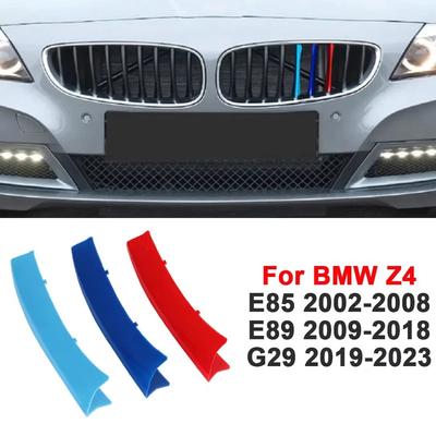 3pcs Front Grille Trim Strip Modifi For BMW Z4 E85 2002-2008 E89 2009-2018 G29 2019-2026 Auto External Accessories