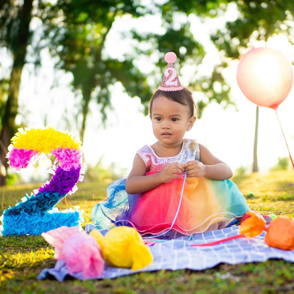 Rainbow Cone Birthday Hat, Glitter Birthday Hat, Perfect Birthday Party Decoration for Boys and Girls