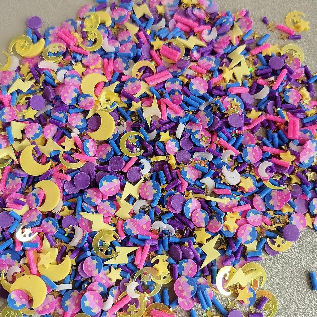 Moon Star Sky Themed Polymer Clay Slices for DIy Crafts 1KG Soft Clay Sprinkles for Nail Art DIY Crafts Phone Case Card Filler