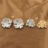 Copper-Plated Gold Diamond Floral Firework Irregular Round Half-Hole Ear Studs – High Luxury Design DIY Jewelry.