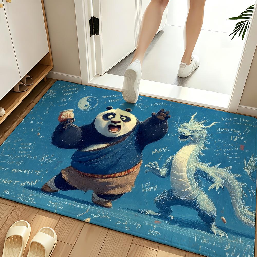 Movie K-Kung Fu P-Panda Floor Mat Soft Flannel Floor Mat Suitable for Entryways, Living Rooms, Bedrooms, and Bathrooms