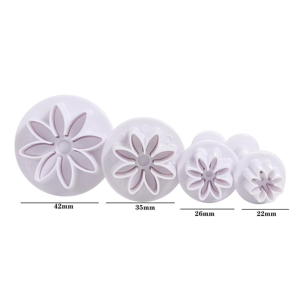 4pcs Flowers Shaped Cookie Cutters Plastic Plum Mold Pastry Daisy Cake Plungers  Home