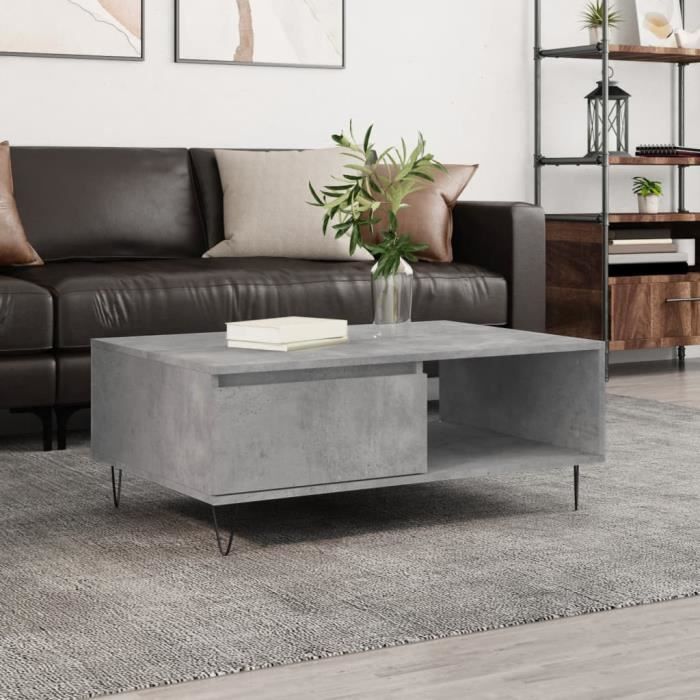 VidaXL Table basse gris béton 90x60x35 cm bois d'ingénierie 827064