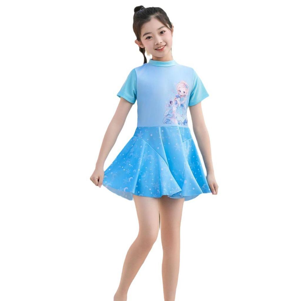 2024 New Cartoon Princess Style Girls' One-Piece Swimsuit (S-M) - Cute Baby Skirt Swimwear