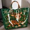 Large Capacity Christmas Print PVC Tote Bag Waterproof Christmas Hand Tote Commute Tote Bag  Work