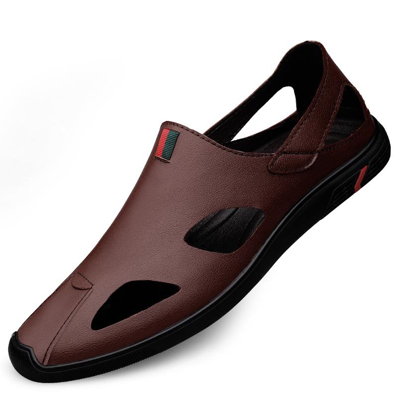 Fashion Genuine Leather Summer Sandals Men's Loafers Slip On Flats Handmade Casual Shoes for Men Moccasins Soft Man Driving Footwear New