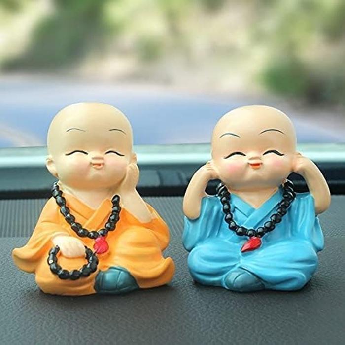 TreegoArt Wearing a Mala Buddha Cute Baby Monk Statues for Home Decor Idol Showpiece - Pack of 4