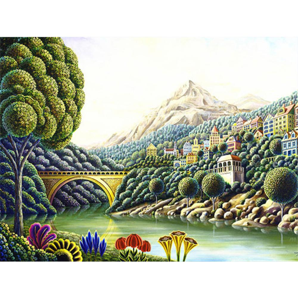 Diamant-Stickerei, Garten, voller quadratischer Bohrer, Kreuzstich, Diamant-Malerei, Landschaft, Vogel, Bild von Strass-Wandkunst