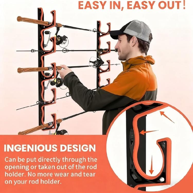 High Strength Fishing Rod Wall Mount Holder Vertical Rod Organizers Systems Multifunctional Fishing Rod Storage Rack