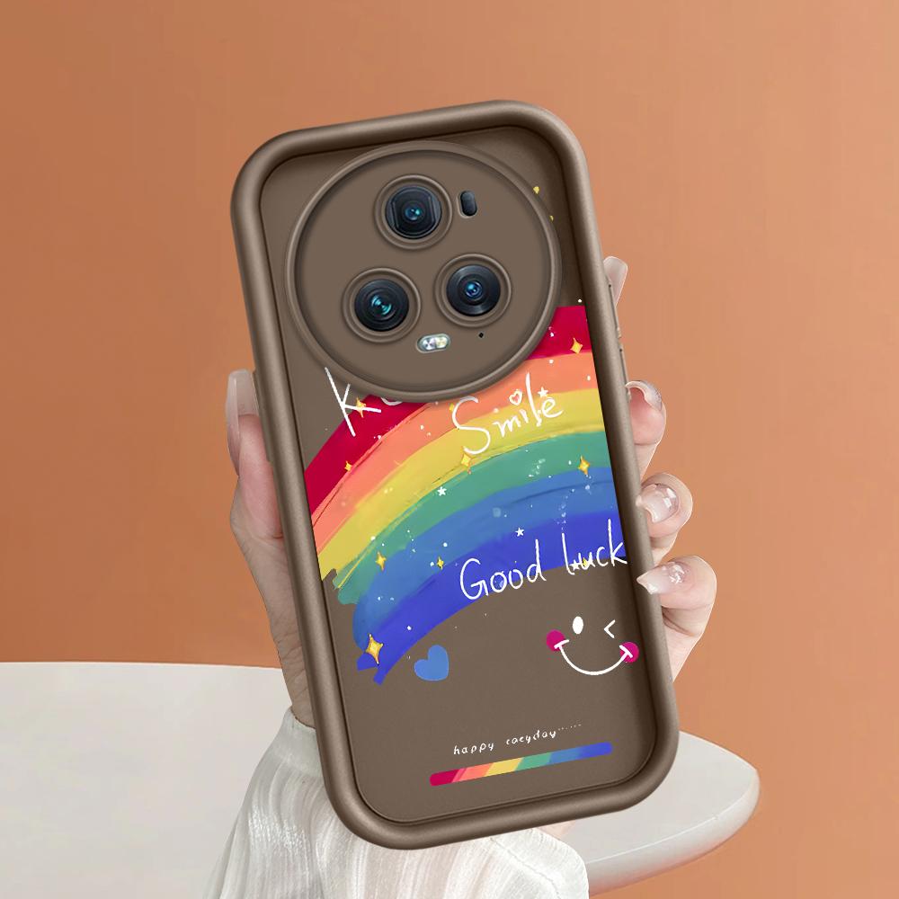 

М який силіконовий квадратний драбинний друкований візерунок Корпус телефону Повне покриття Камера Протиударний захист Гумовий чохол для Huawei Honor Huawei P40 коричневий