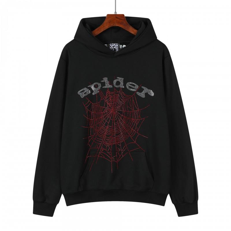 Unisex Hip Hop Oversized Hoodie With 3D Foil Web Print Cotton Heavyweight Sweatshirt Winter