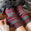Falsche Doppellagensocken Damen Gestreifte Lässige Stiefelsocken Atmungsaktive Geraffte Slouchy Socken für Street Fashion Alltagsbesorgungen Sportbekleidung